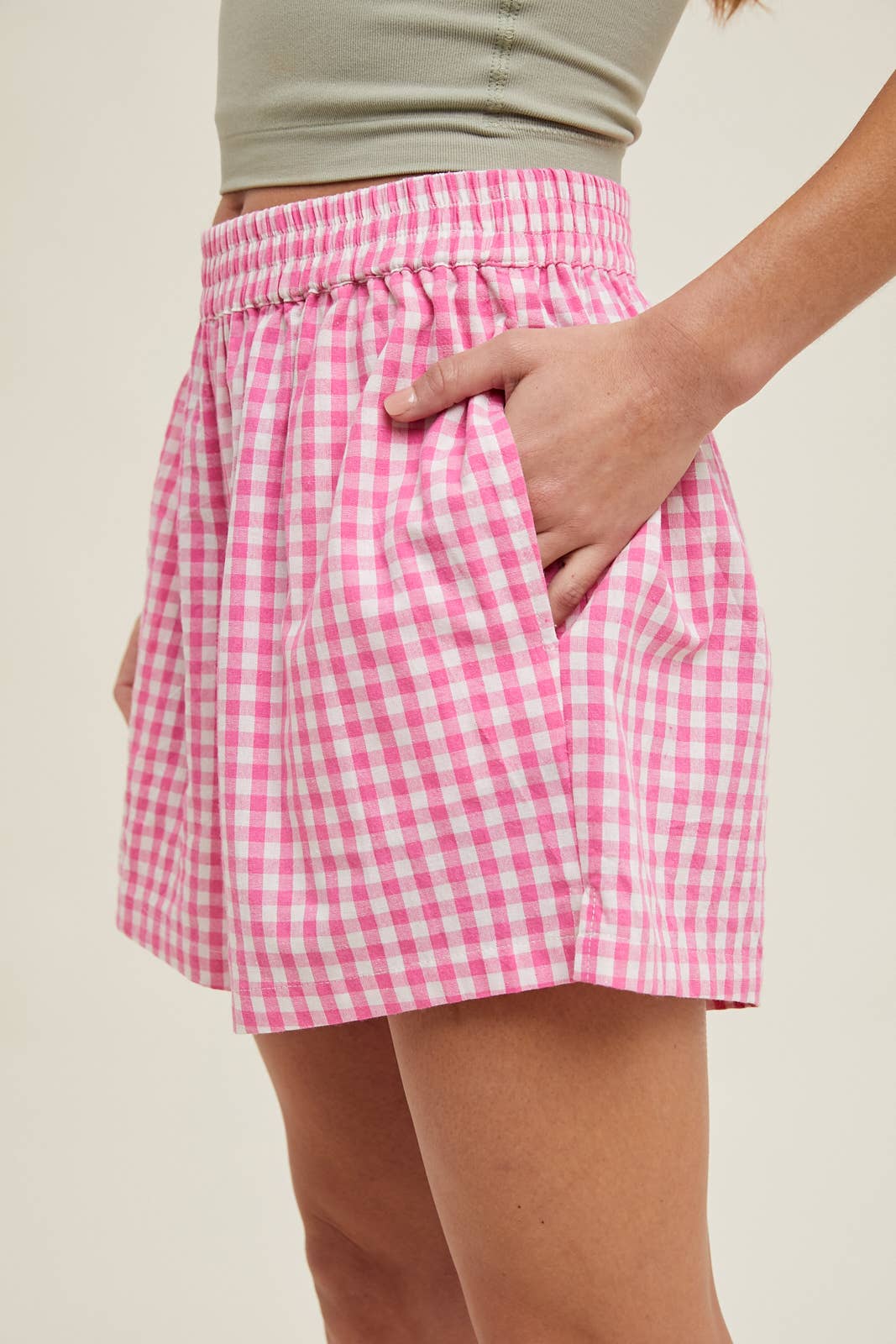 Red gingham shorts