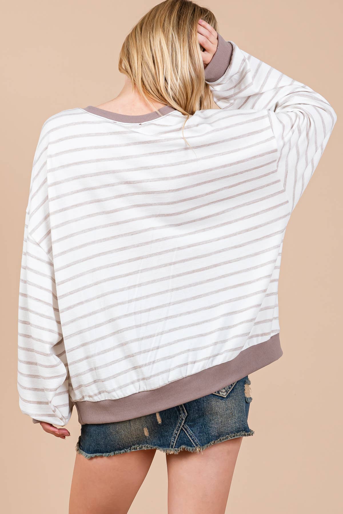 Striped Knit Drop Shoulder Sweater