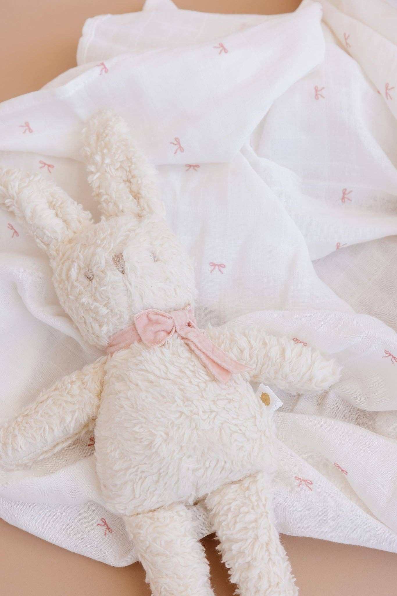 Swaddle Pink Bow Baby Girl Organic Cotton Muslin Gift
