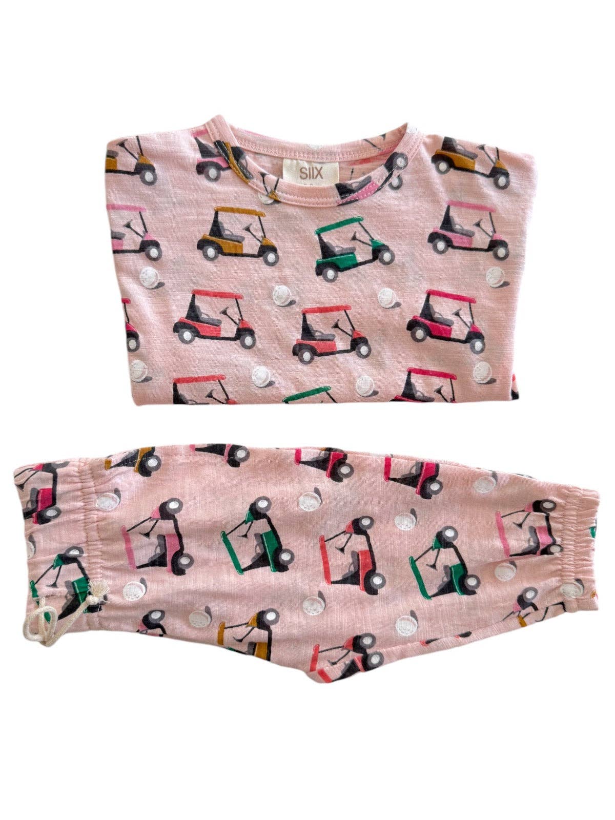 Golf Cart Pink Organic Long Sleeve Tee & Pant Set