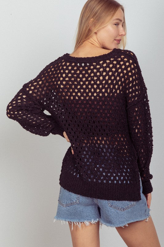 Oversized open knit sweater