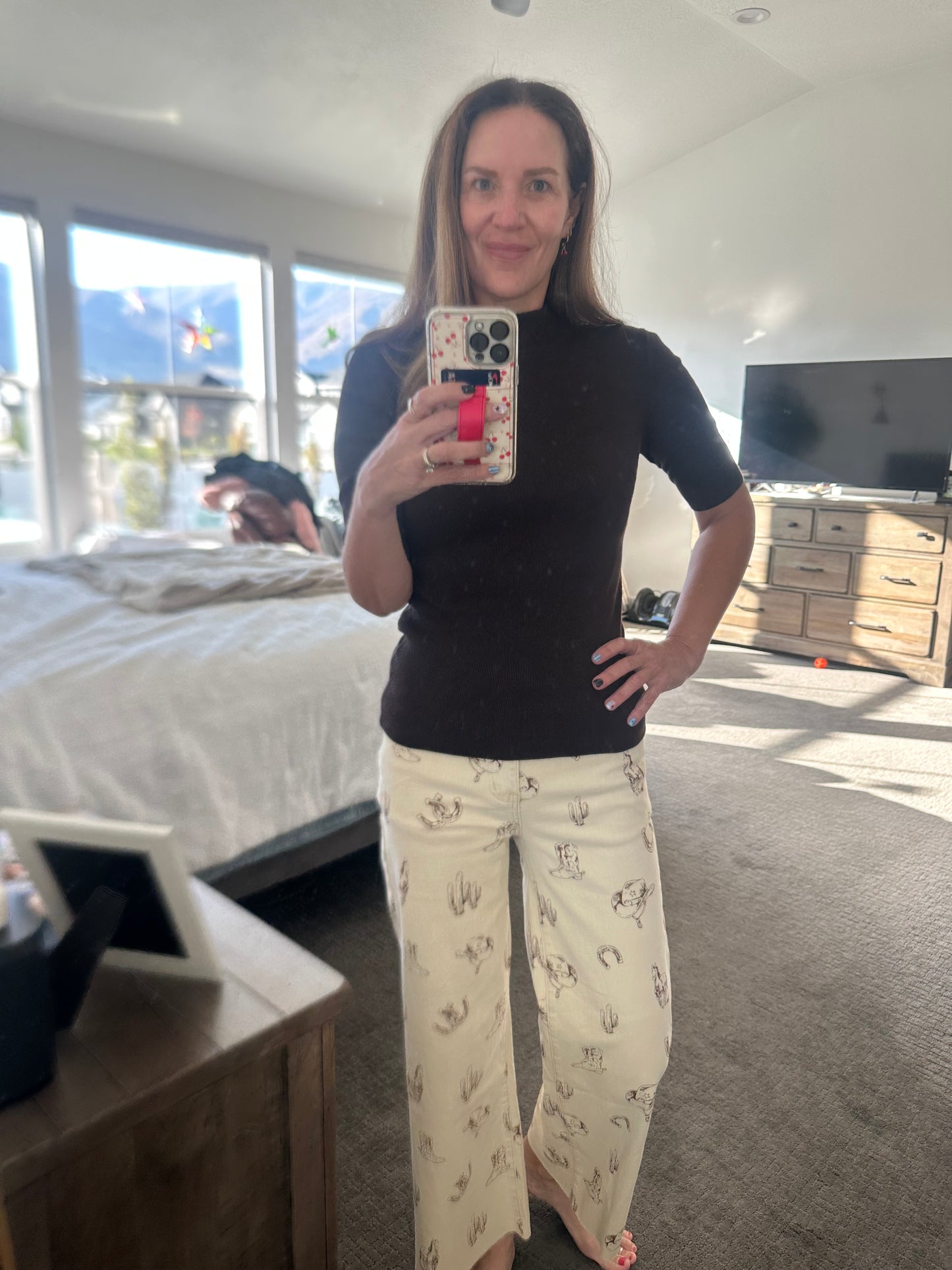 Western Print Twill Pants