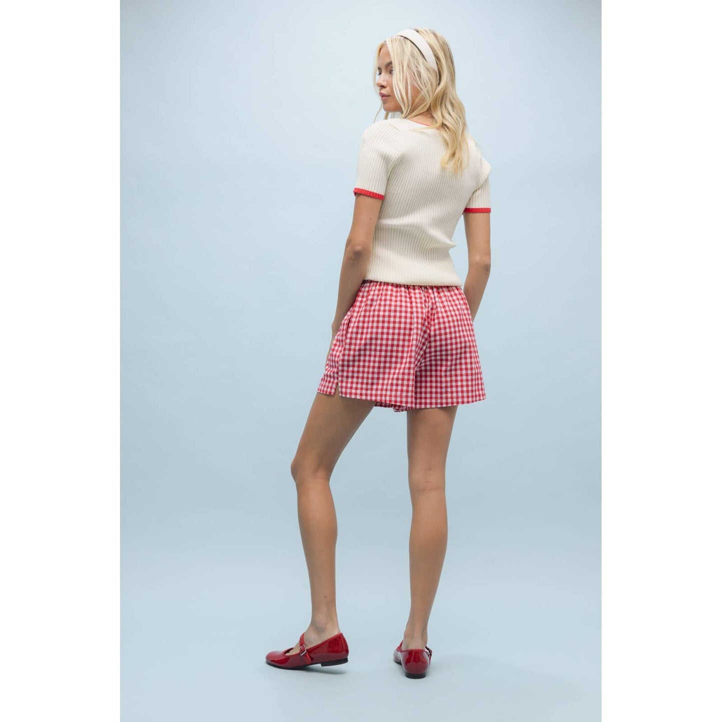 Red gingham shorts