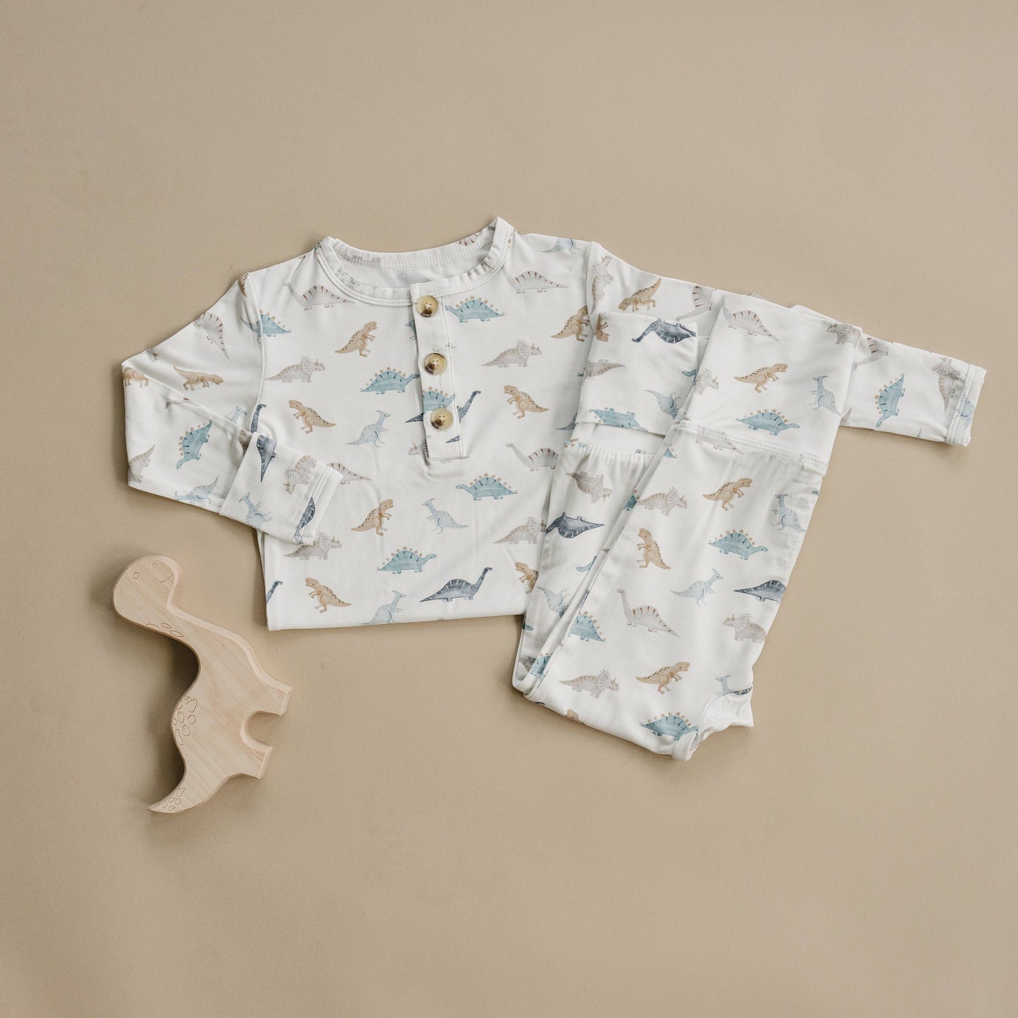 Snugglesaurus 2pc Henley Bamboo
