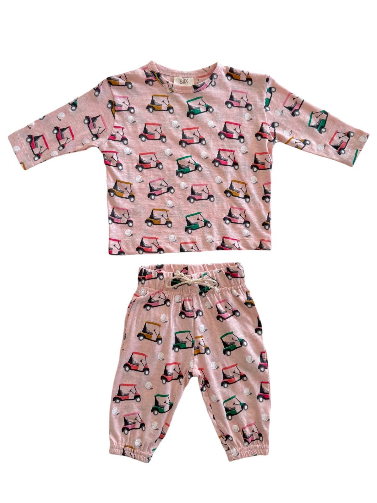 Golf Cart Pink Organic Long Sleeve Tee & Pant Set