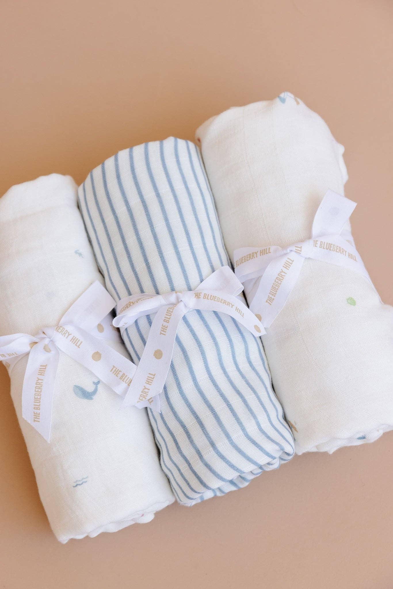 Swaddle Blue Stripe Baby Organic Cotton Muslin Blanket Gift