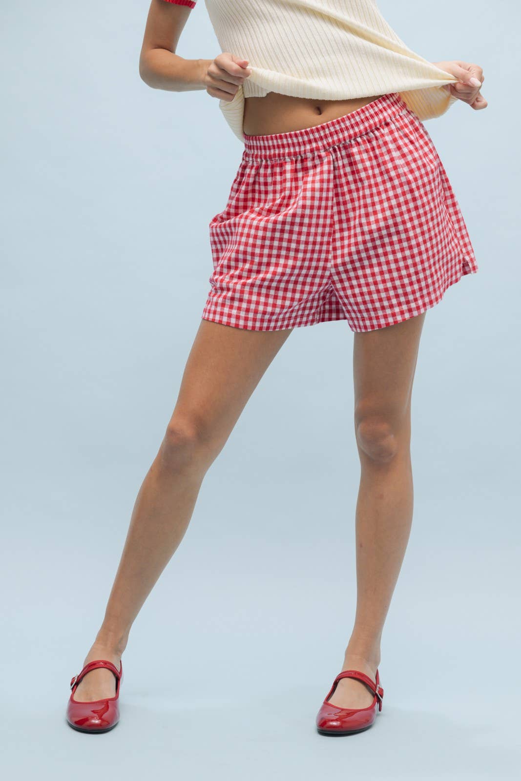 Red gingham shorts