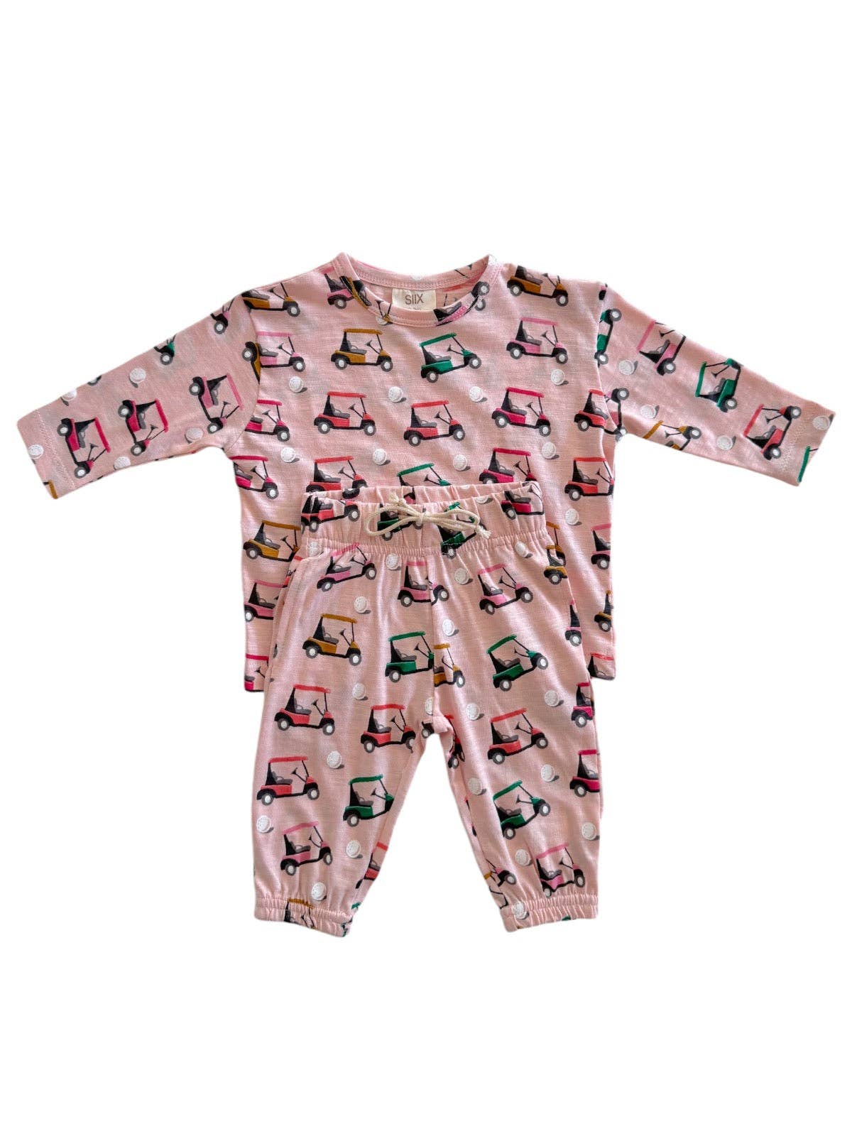 Golf Cart Pink Organic Long Sleeve Tee & Pant Set