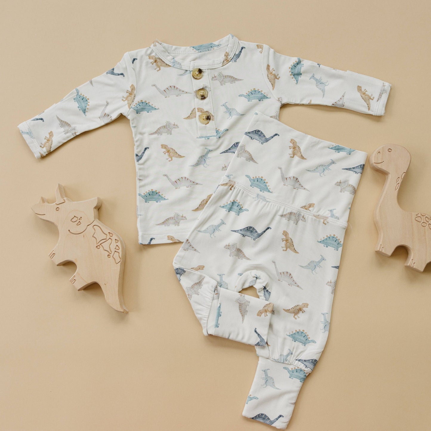 Snugglesaurus 2pc Henley Bamboo