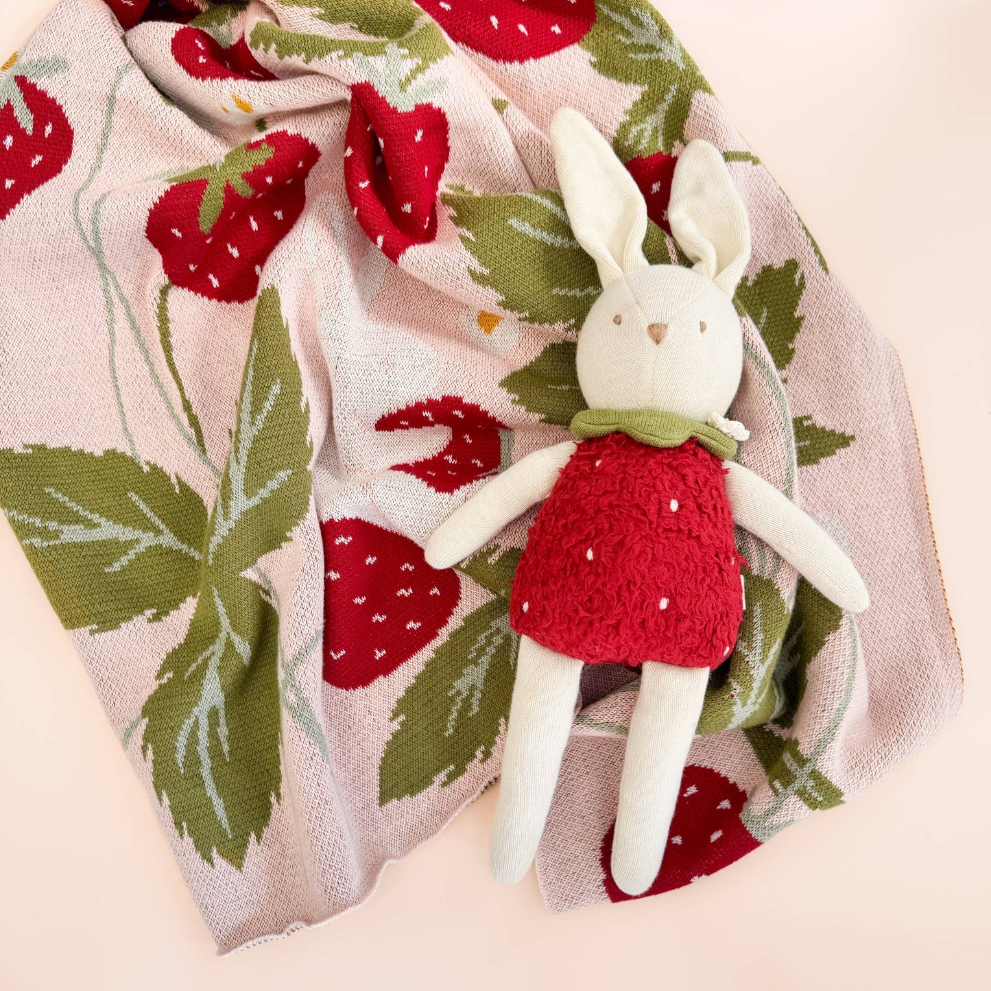 Set Strawberry Blanket Bunny Plush Toy Overall Baby Gift
