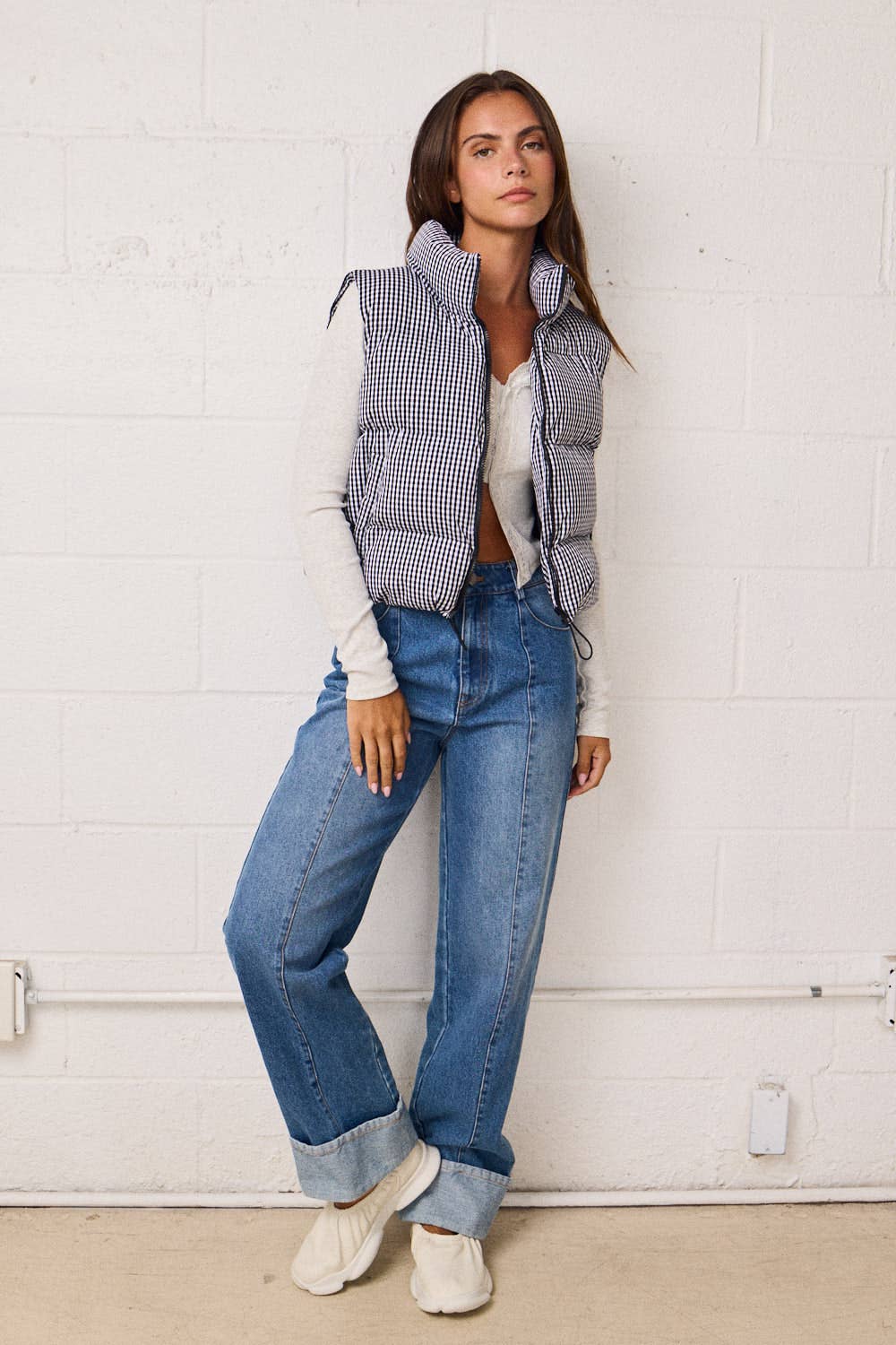 Gingham Puffer Vest