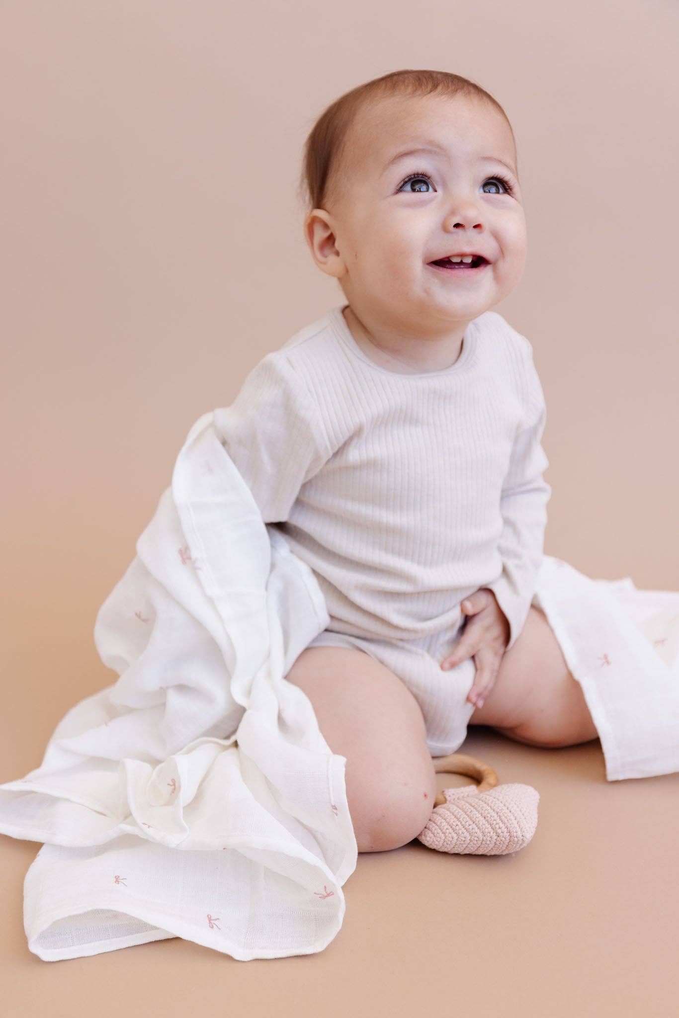 Swaddle Pink Bow Baby Girl Organic Cotton Muslin Gift
