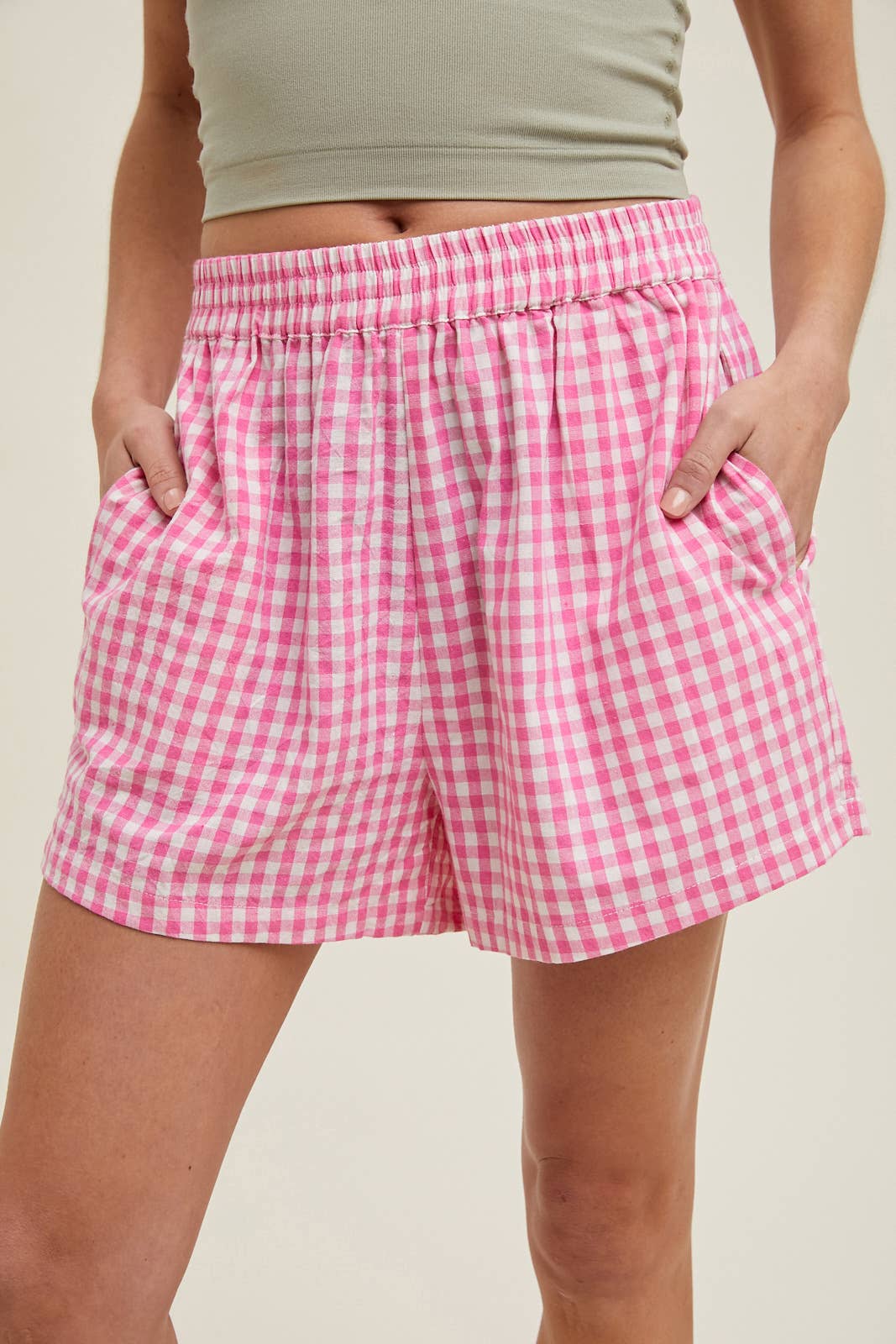 Red gingham shorts