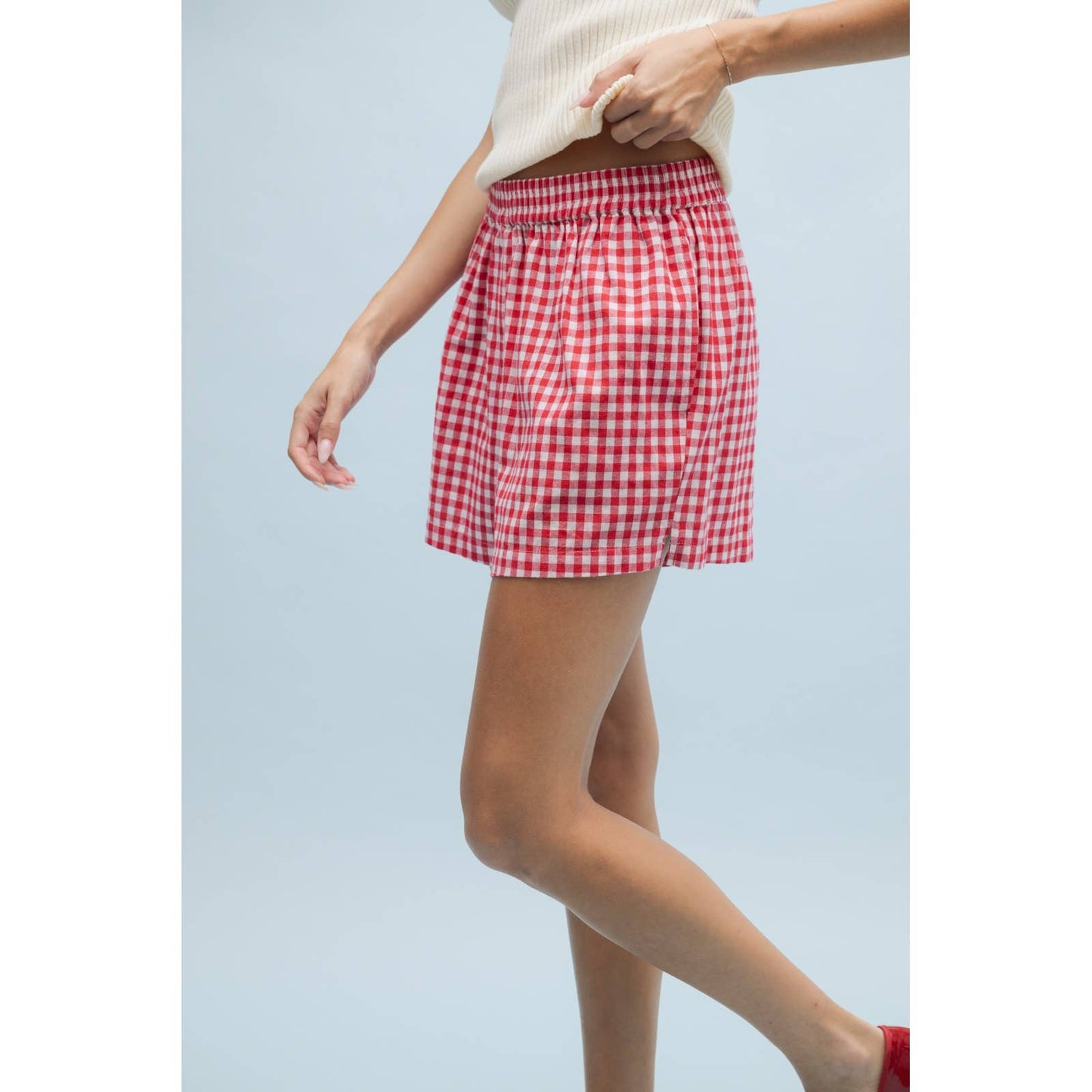 Red gingham shorts