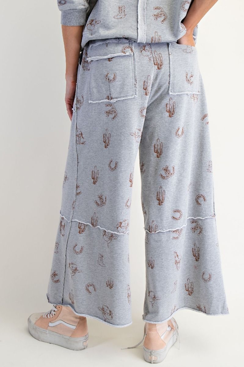 WESTERN PRINTED WASHED TERRY PANTS