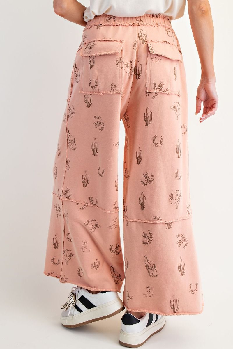 WESTERN PRINTED WASHED TERRY PANTS