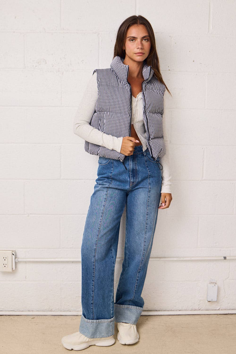 Gingham Puffer Vest