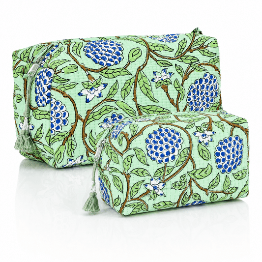 Cotton Block Print Pouch Set- 2 in a Set