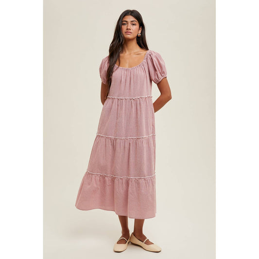Gingham Tiered Midi Dress