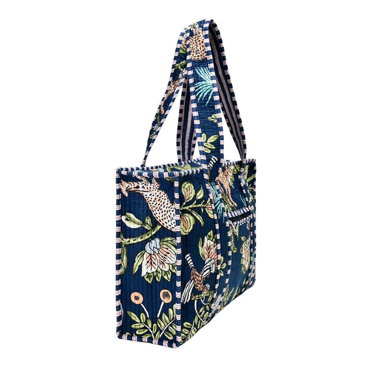 Cotton Block Print Tote Bag- Small & Large