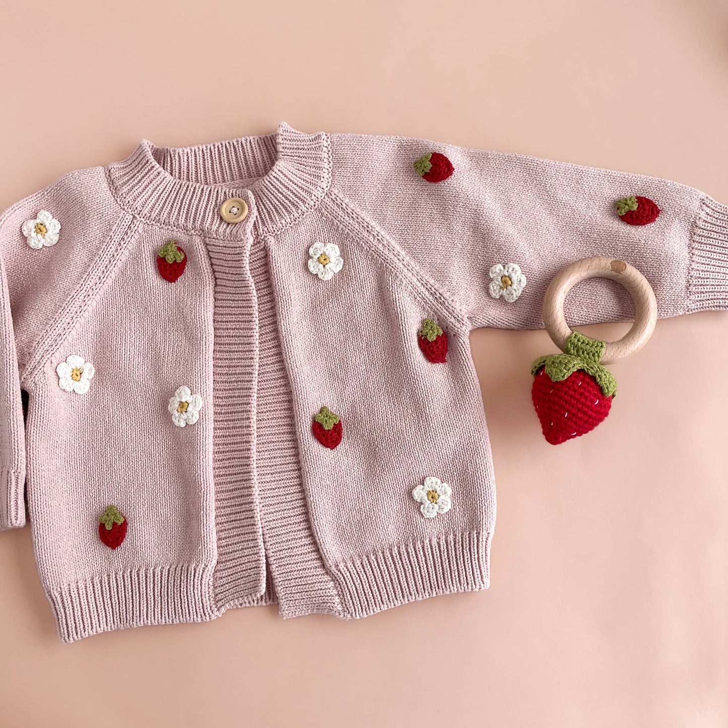 Cotton Strawberry Flower Cardigan Baby Sweater Spring Summer