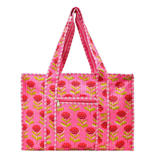 Cotton Block Print Tote Bag- Small & Large