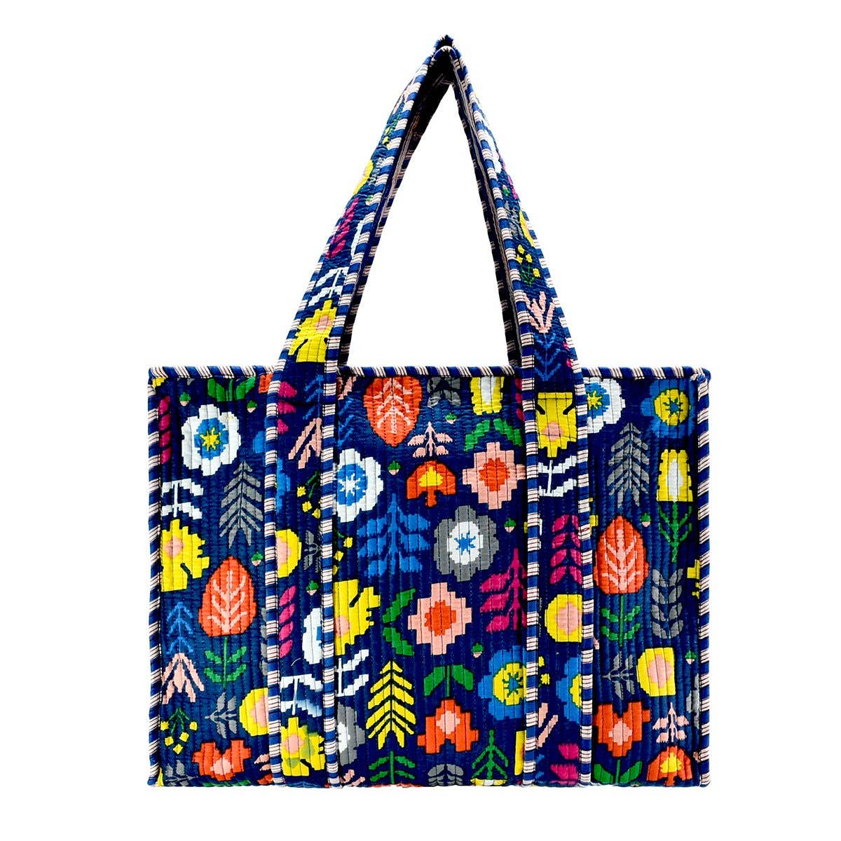 Cotton Block Print Tote Bag- Small & Large