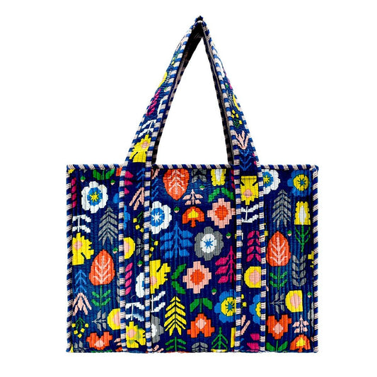 Cotton Block Print Tote Bag- Small & Large