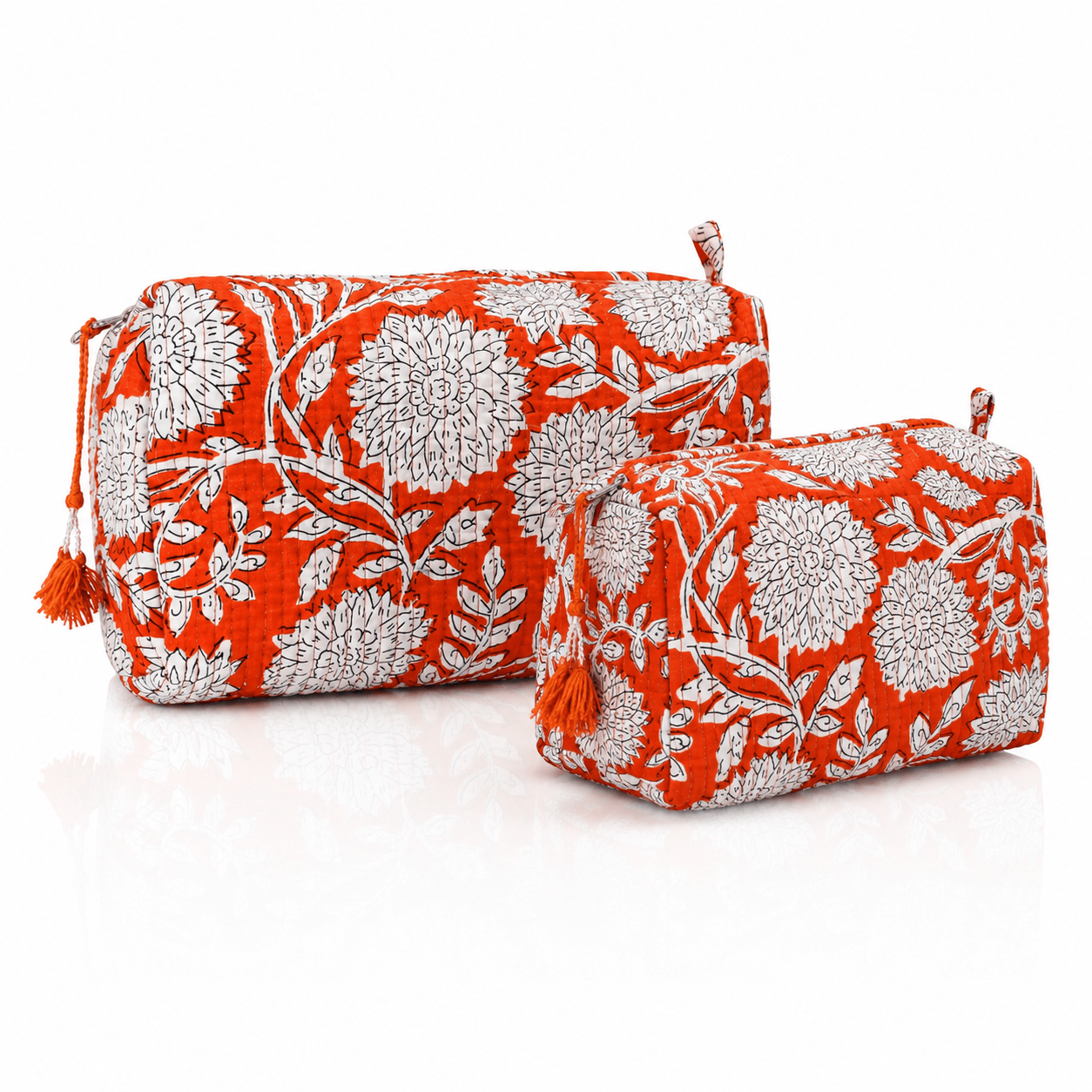 Cotton Block Print Pouch Set- 2 in a Set