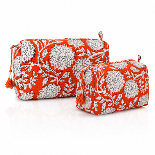 Cotton Block Print Pouch Set- 2 in a Set