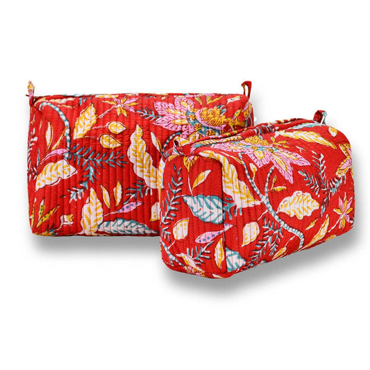 Cotton Block Print Pouch Set- 2 in a Set