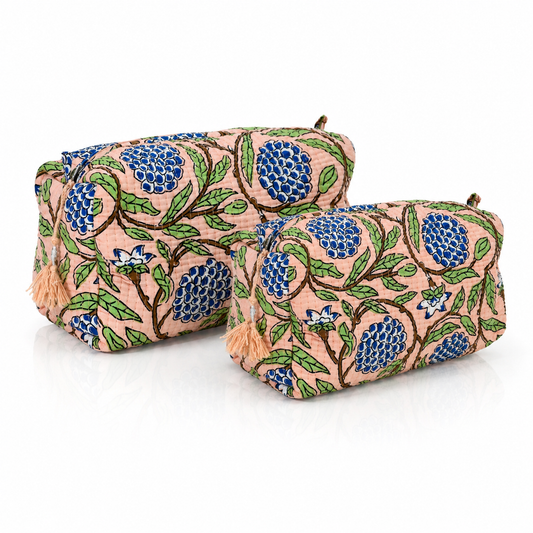 Cotton Block Print Pouch Set- 2 in a Set