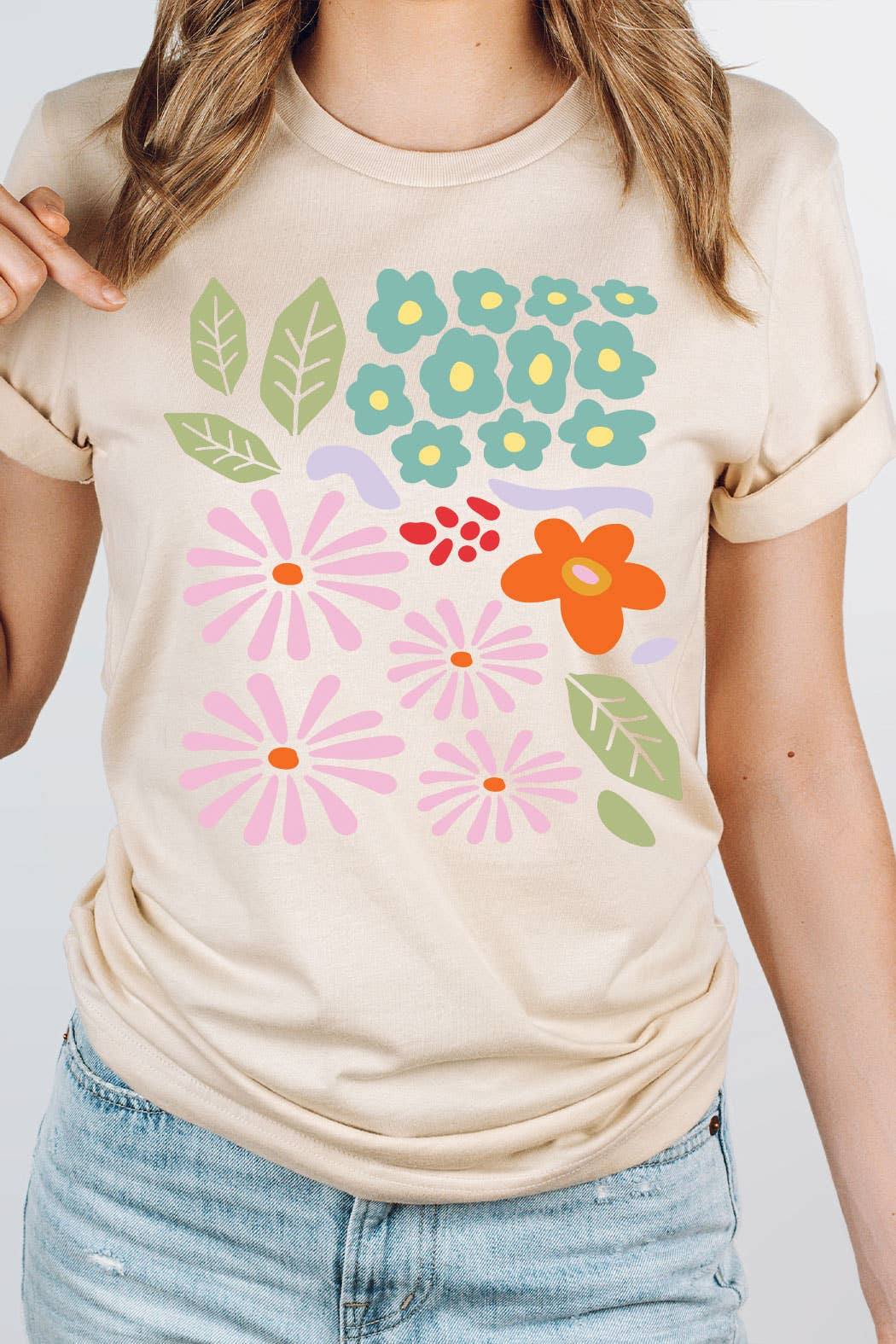 Abstract Floral Basic Graphic Tee