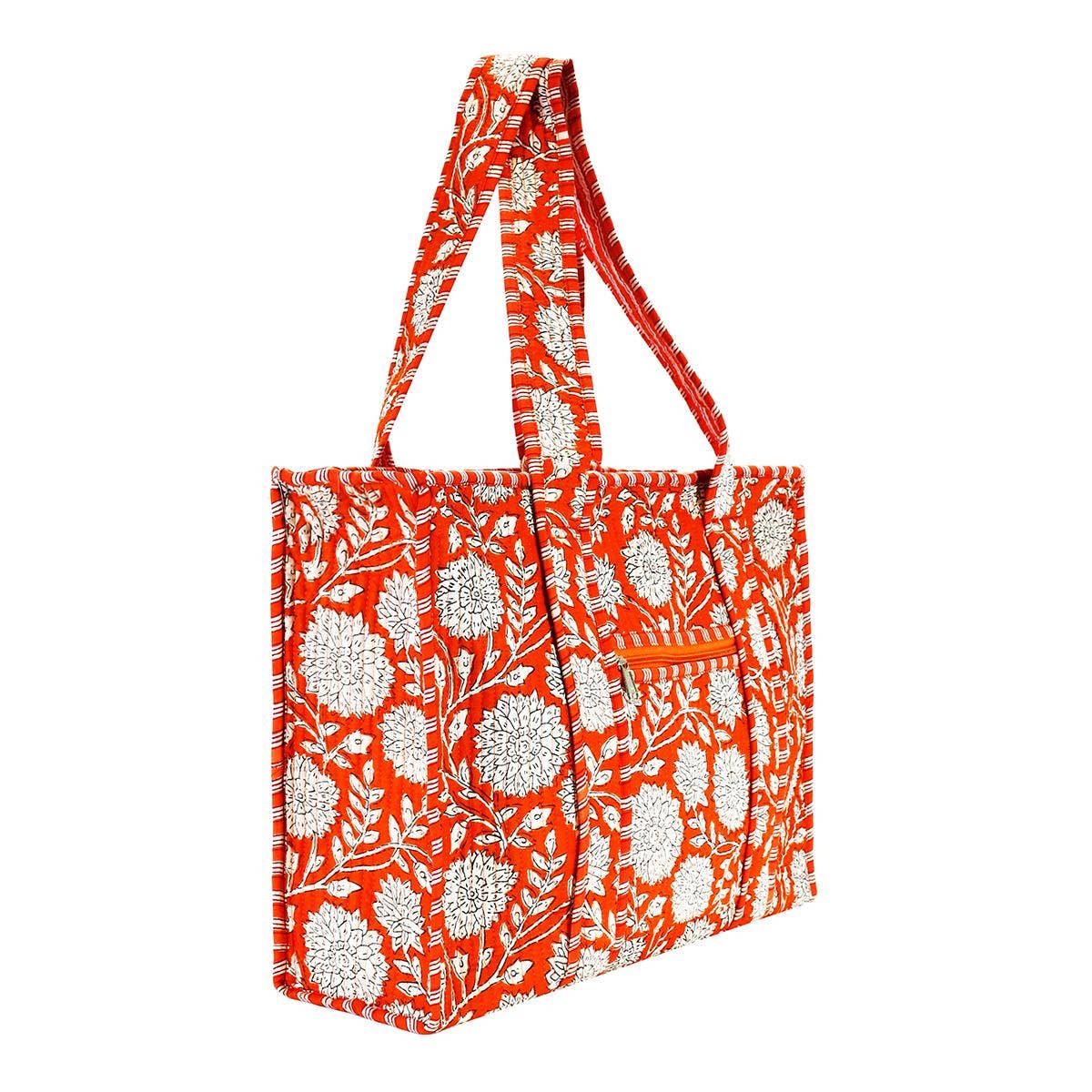 Cotton Block Print Tote Bag- Small & Large