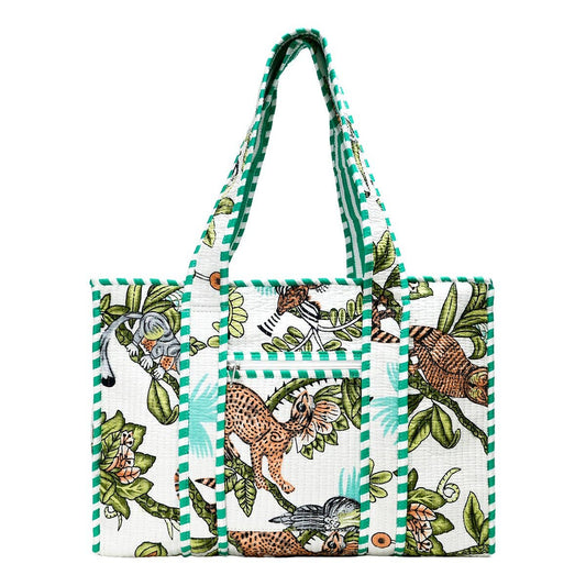 Cotton Block Print Tote Bag- Small & Large