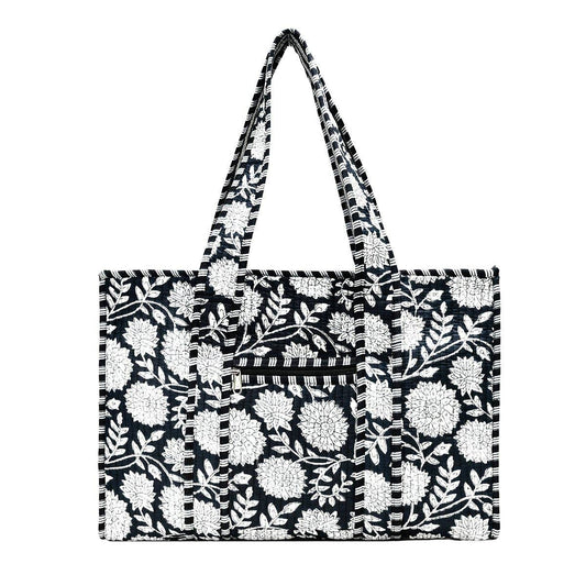 Cotton Block Print Tote Bag- Small & Large