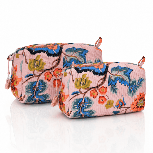 Cotton Block Print Pouch Set- 2 in a Set
