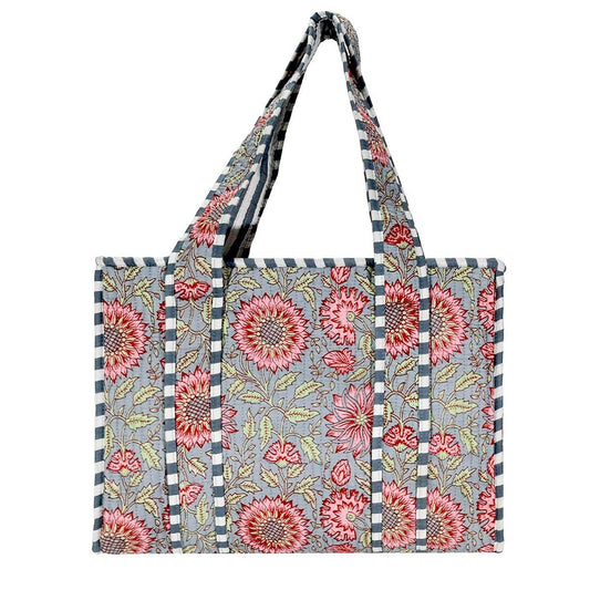 Cotton Block Print Tote Bag- Small & Large