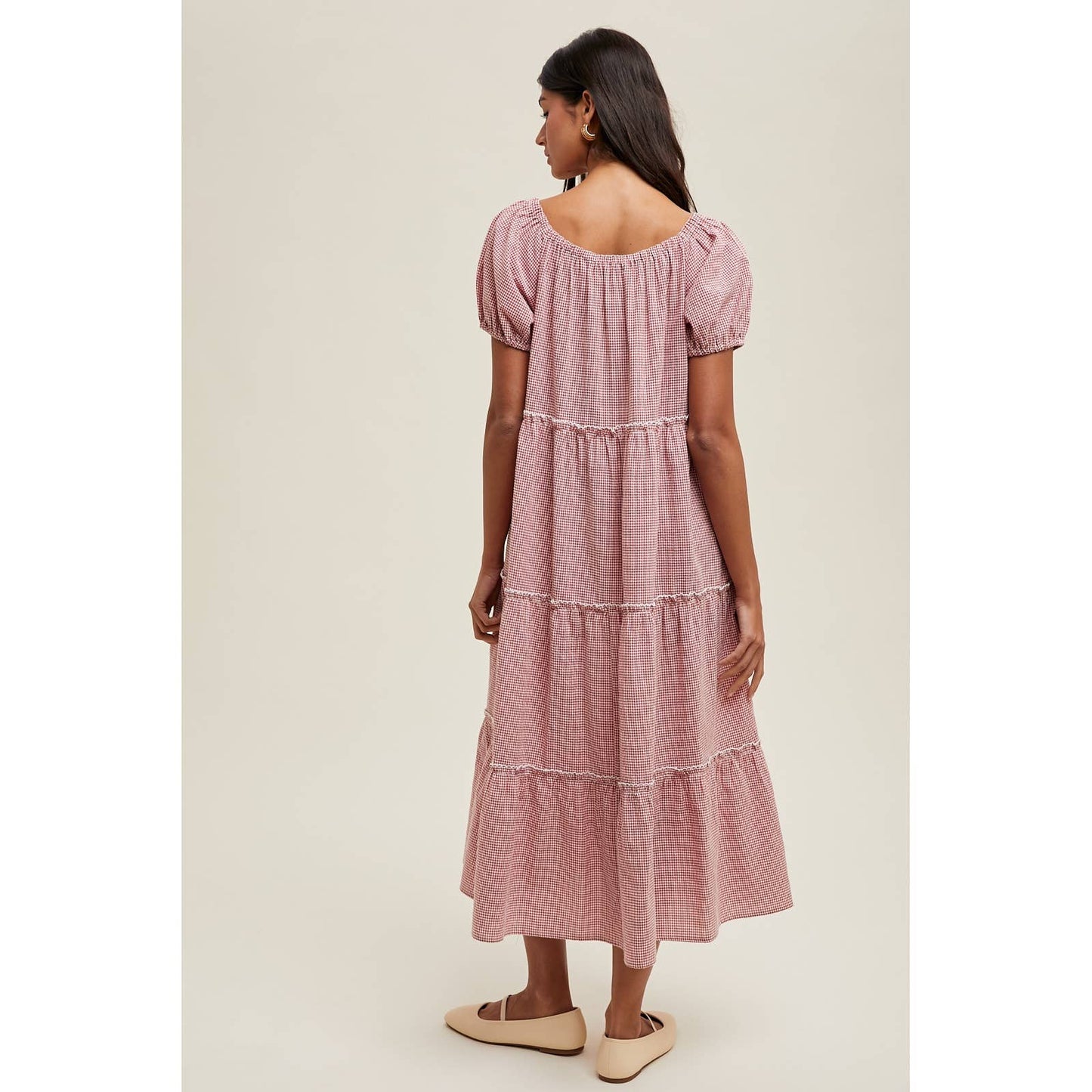 Gingham Tiered Midi Dress