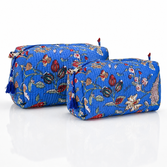 Cotton Block Print Pouch Set- 2 in a Set