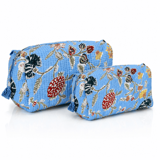 Cotton Block Print Pouch Set- 2 in a Set