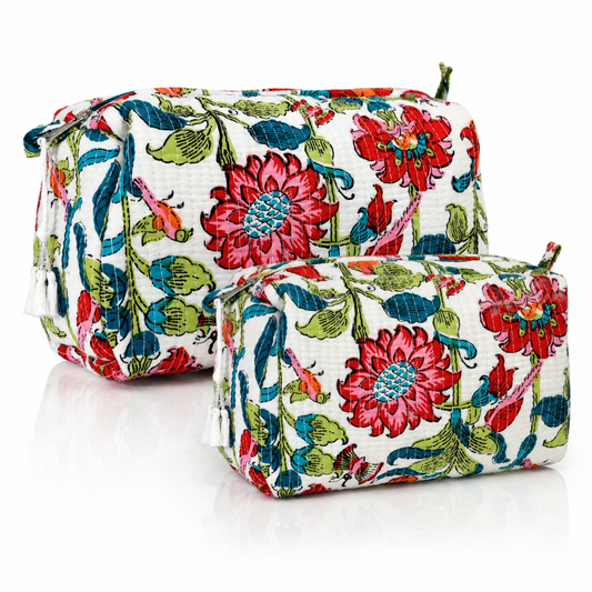 Cotton Block Print Pouch Set- 2 in a Set