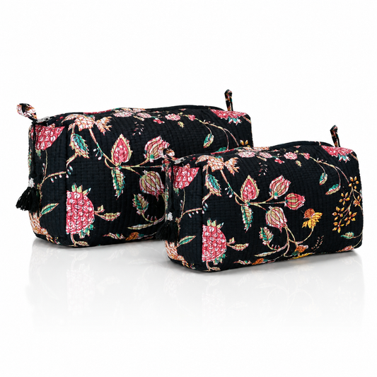 Cotton Block Print Pouch Set- 2 in a Set
