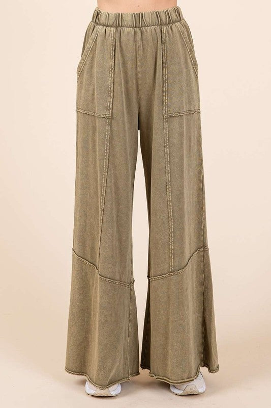 Mineral Wash Wide Leg Pant