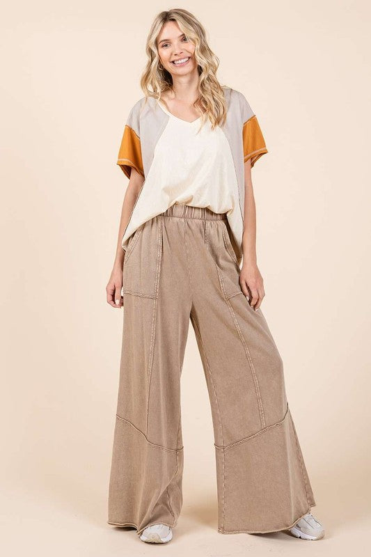 Mineral Wash Wide Leg Pant