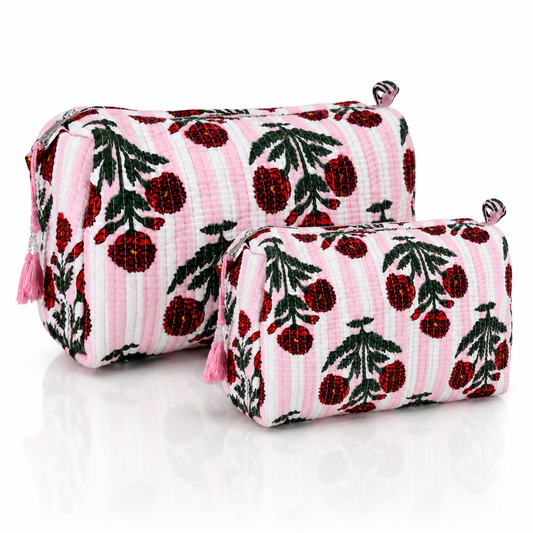 Cotton Block Print Pouch Set- 2 in a Set