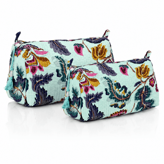 Cotton Block Print Pouch Set- 2 in a Set