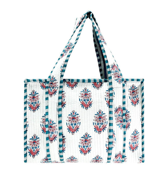 Cotton Block Print Tote Bag- Small & Large