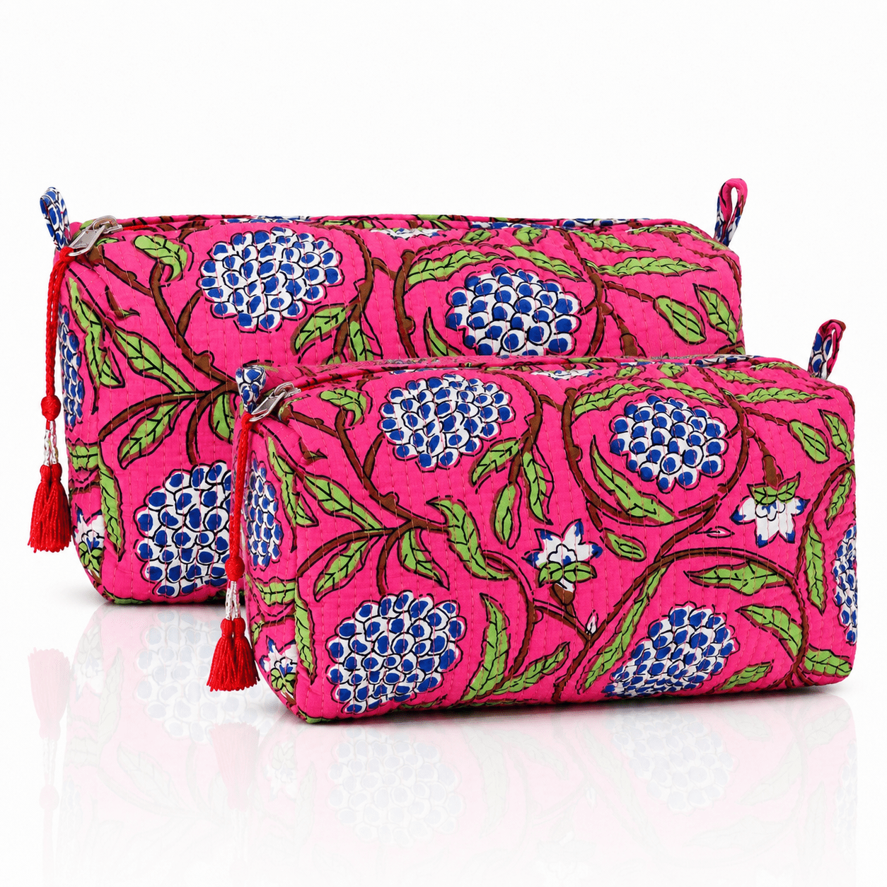 Cotton Block Print Pouch Set- 2 in a Set