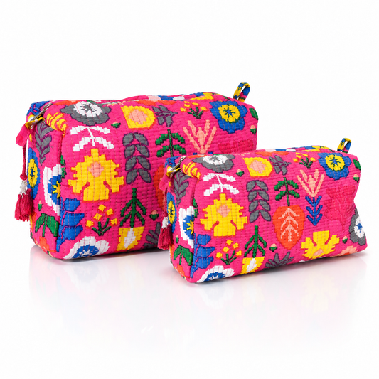 Cotton Block Print Pouch Set- 2 in a Set